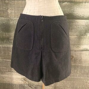 GAP Vintage Y2K Virgin Wool Black Mini Skirt Front Zipper with Pleat